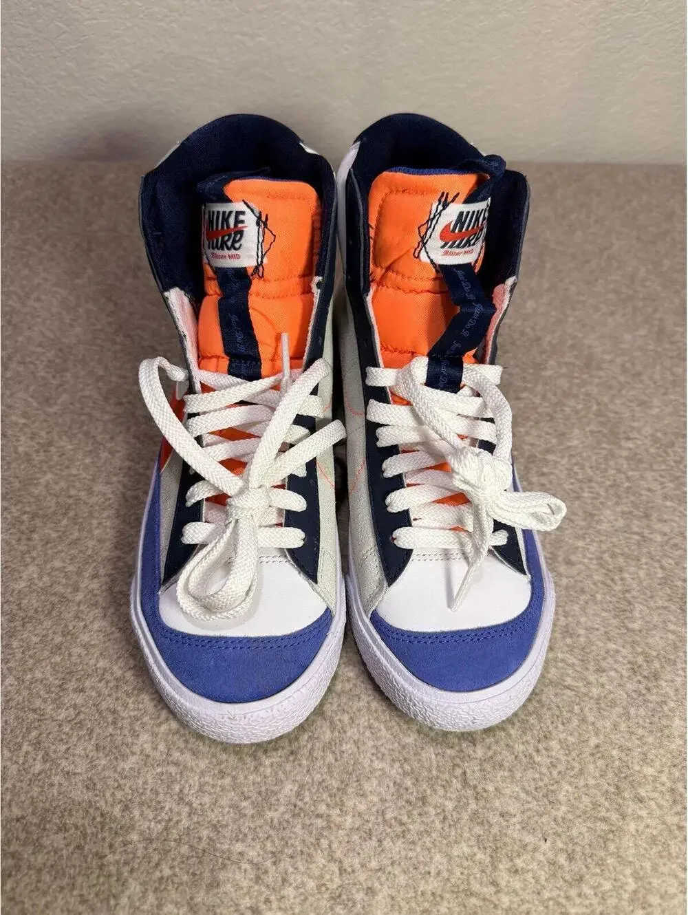 Nike Blazer Mid ’77 Jumbo GS FQ7433-100 Kids Size 6Y White Orange Navy - Picture 2 of 7